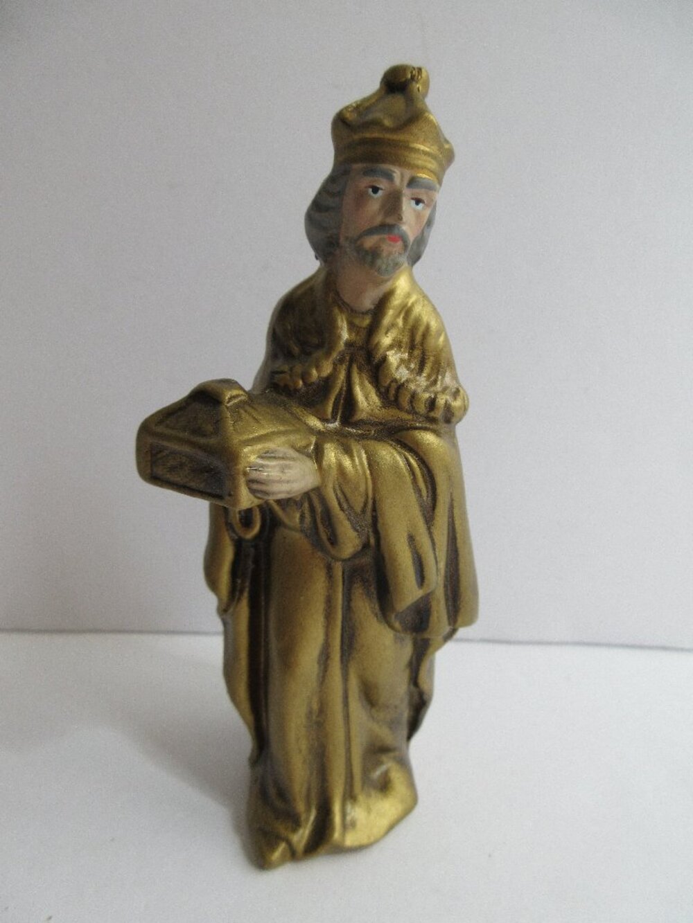 Gold Wiseman Figurine Japan Paper Mache 5" Vintage Holiday Christmas Decor